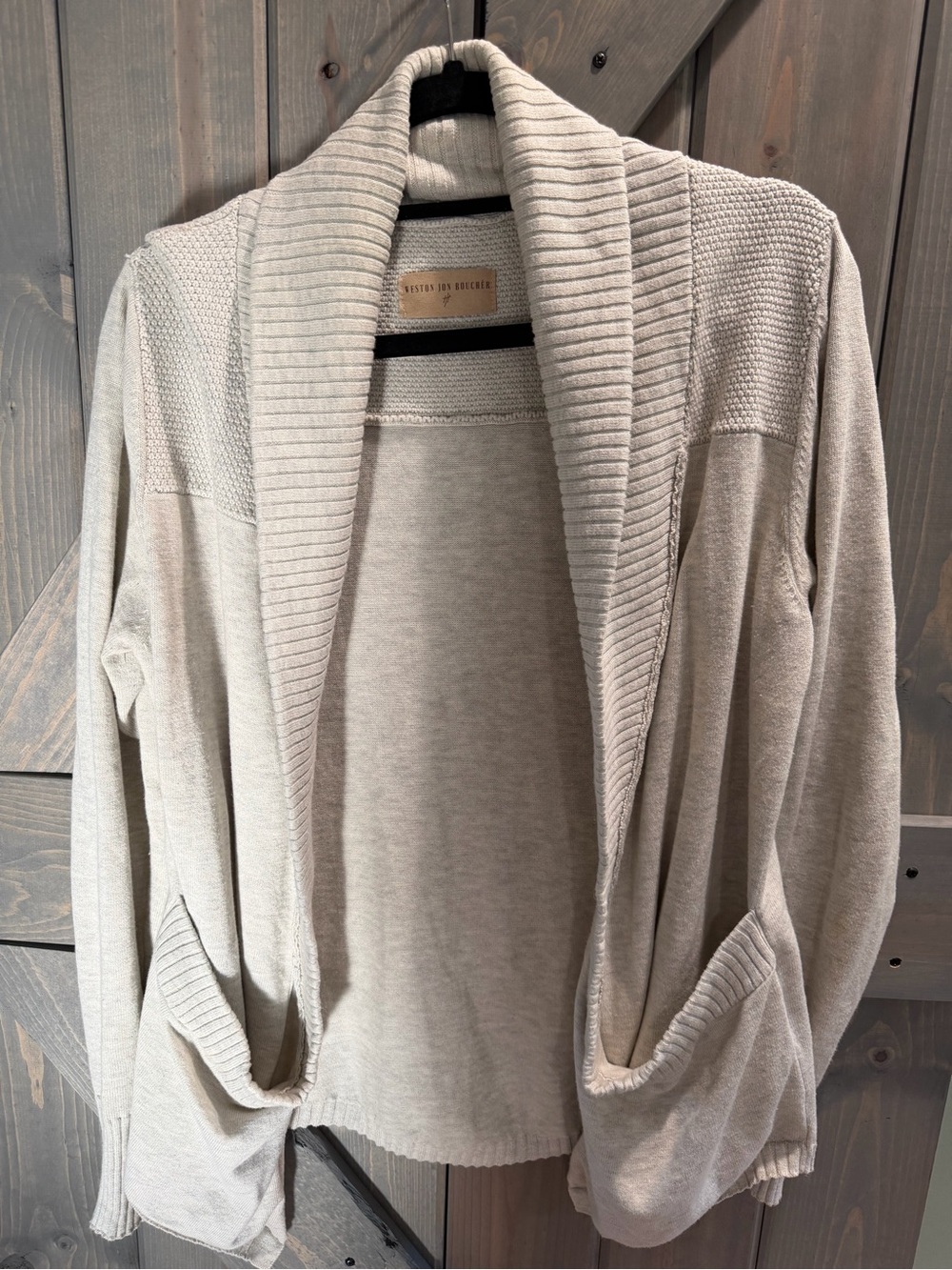 Weston Jon Boucher Hemingway Men’s Medium Oat Cotton Open Cardigan Sweater - Picture 6 of 10